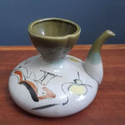Vintage Japanese Tea Or Sake Pottery Warmer Bottle With Spout Pitcher • £4.99