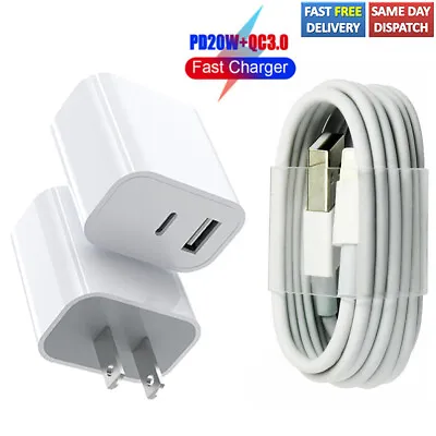 $6.59 • Buy For IPhone Charger Fast USB Cable & Wall Cube For IPhone 11 12 13 14 Pro Max 8 7