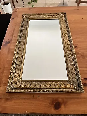 Vintage Carolina Mirror Gold Guilt  Mirror Rectangle 17”x29.5” Beveled Edge • $39