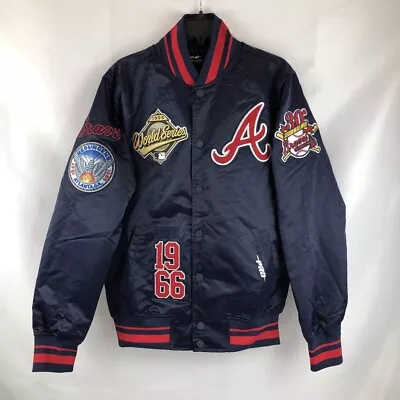 Pro Standard Atlanta Braves Satin Varsity Jacket Dugout Jacket Men's Sz L Nwt • $79.99