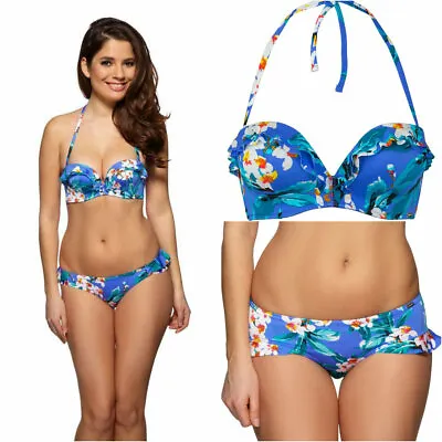 Gossard Blossom Print Bandeau Bikini Top Matching Bikini Bottoms (N63) • £13.49