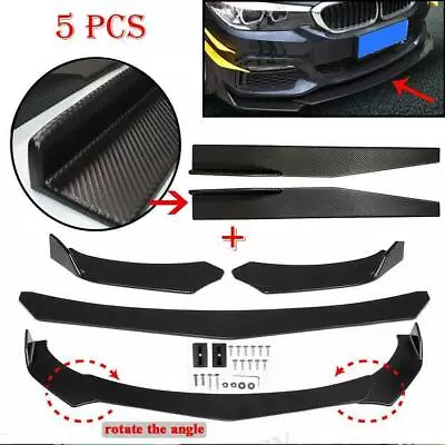 ABS Front Bumper Lip Body Spoiler Splitter + Side Skirt Rocker Panel Universal • $23.99