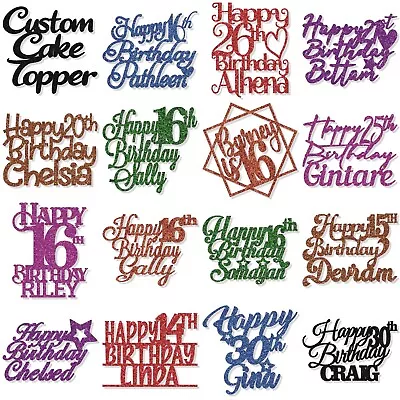 Personalised Happy Birthday Cake Topper Any Age Any Name 16 18th 21st 30th 50th • £2.84