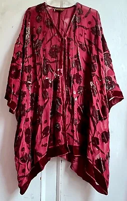 Stunning *HAMPSTEAD BAZAAR* Floral Silk Devoré Velvet Kimono Jacket Coat Plus • £85