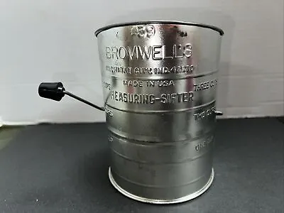 Vintage Sifter Bromwell's 3 Cup Measuring With Wooden Knob Crank And Handle • $11.98