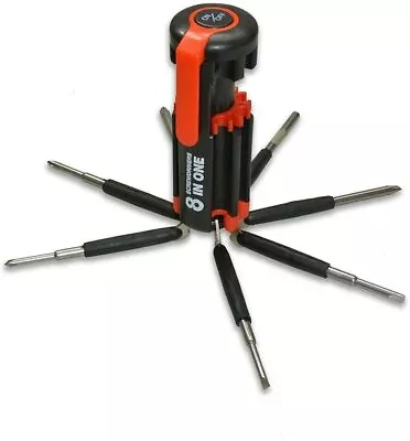 MULTI SCREWDRIVER Pocket TOOL KIT TORCH Work Light Multi-functional Handy 8 BITS • £9.99