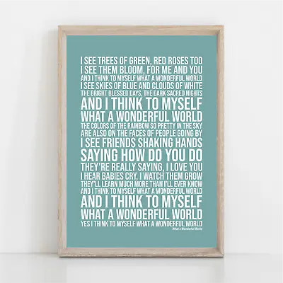 Louis Armstrong What A Wonderful World Song Lyrics Poster Print Wall Art • £11.99