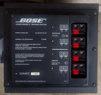 Bose Acoustimass 3 Series Black Passive Subwoofer Sub Speaker System Tested • $64.89