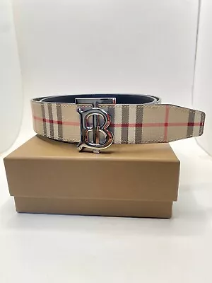 Burberry Belt Size 90cm US 30-32 Silver Buckle • $210