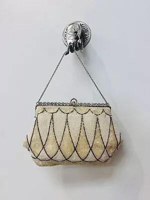 Vintage 1960s Josef France Art￼￼￼ Deco Beaded Evening Purse Rhinestone Frame • $70