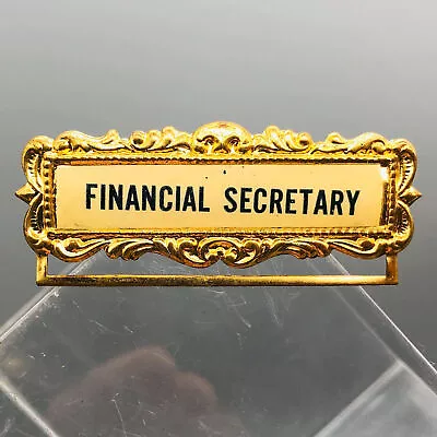 Ribbon Holder Pin Badge Vintage ID Name Tag Button Financial Secretary Brooch • $10.39