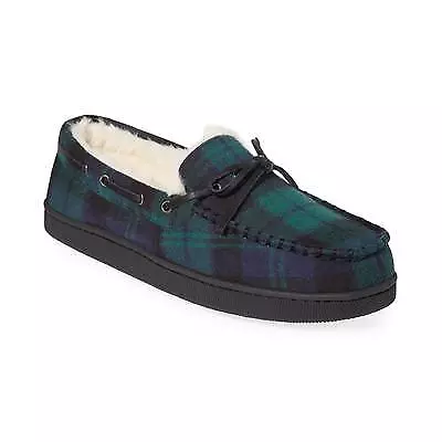 Club Room Men's Green Blue Plaid Moccasin Slippers Small • $4.20