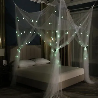 OctoRose Glow In The Dark Bed Canopy Mosquito Net Fits CribTwin Full Q K CK • $39.99