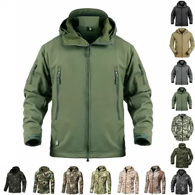 Mens Outdoor Jacket Waterproof Tactical Soft Shell Tactical Coat Military Jacket • £37.73