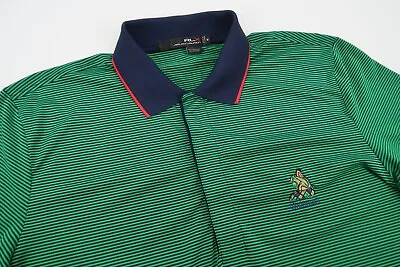 RLX Ralph Lauren Oakmont Mens Medium Green Striped Performance Golf Polo Shirt • $44.95