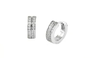 925 Solid Sterling Silver CZ Huggie Hoop Small Earrings For Men & Women - Gift  • $11.99