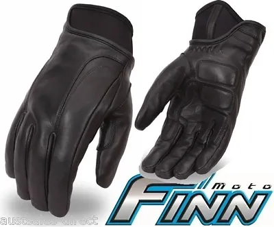 Mens Leather Motorcycle Gloves Lined With Kevlar For Cruiser Riders • $37.39