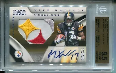 Mike Wallace 2009 National Treasures #124 Platinum #2/5 PATCH Auto BGS 9.5 POP 1 • $175