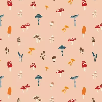 Bex Morley ~ Toadstools / Mushrooms On Peach - By The Yard Fabric • $6.99