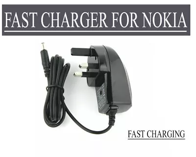 Nokia 3310 3210 9210i 9300 6310i 8310 Fast 3-Pin Mains Wire Charger Adapter • £6.97