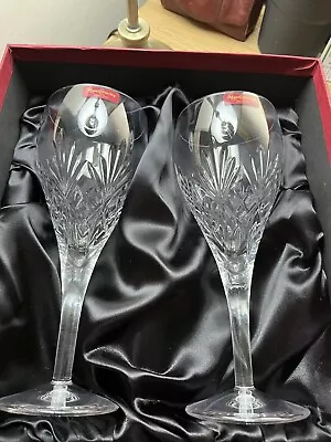 Pair Of Royal Brierley 8 1/4  Berkeley Lead Crystal Glass Wine Goblets /Glasses • £19.99