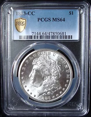 1883-CC Morgan Silver Dollar - PCGS MS 64 - Gold Shield • $457