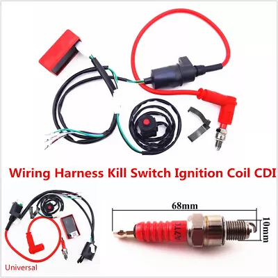 Dirt Pit Bike Wiring Loom Harness Kill Switch Ignition Coil CDI 50 110 140 150cc • $27.11