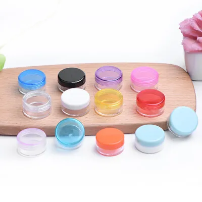 Small Empty Clear Plastic Sample Travel Jar Containers Round Cosmetic Makeup Pot • £6.37