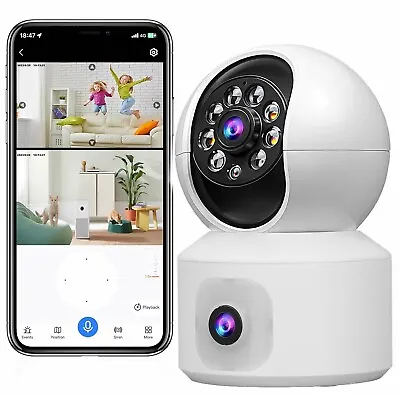 Dual Lens Smart WIFI Camera Full HD Indoor Security Home Baby Network IP Cam • £24.95