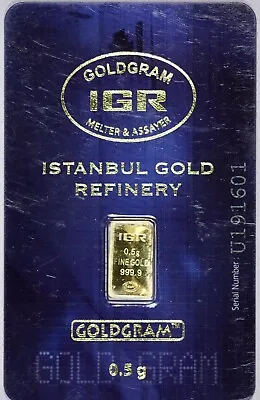 IGR .5 Gram Gold Bar Istanbul Gold Refinery 999.9 In Assay • $55