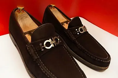 $849.00!! Ferragamo Luxury Men Brown Suede Bit's Loafers Shoes Size 11 D • $299