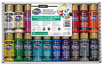 £43 • Buy DecoArt Americana Primary Colours - 16pk Acrylic Paints - 2oz Bottles - Value