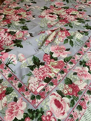 Gorgeous UNUSED April Cornell Tablecloth 54 X 54 ~ Cabbage Roses & Cherries! • $44