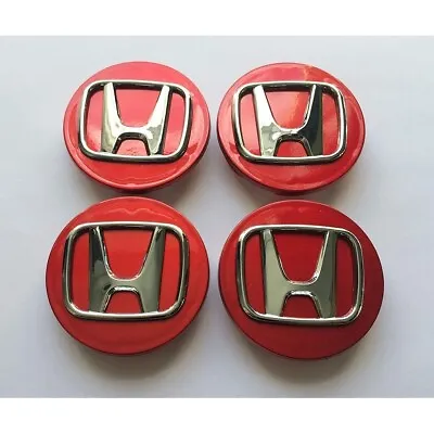 4x Alloy Silver Red Wheel Centre Caps 60mm For Honda Accord Crv Civic Type UK • £10.50