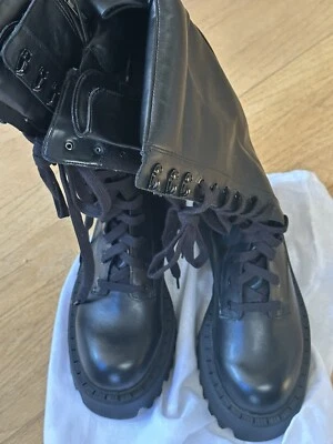 $99.99 • Buy Nwt Zara Laced Leather Black Boots Size 9 $149