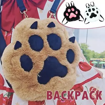 Furry Paws Plush Backpack Fursuit Paws 11  With Bag Black Cat Purse Kawaii Gift↔ • $32.46