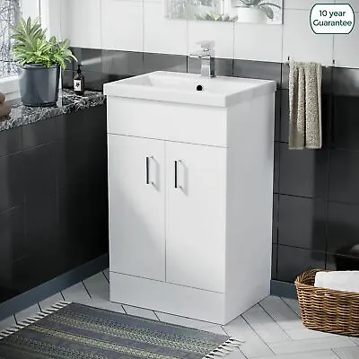 500mm White Basin Sink Flat Pack Vanity Unit Floor Standing |Nanuya • £159.99