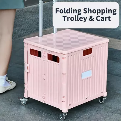 Foldable Shopping Cart Trolley Basket Rolling Folding Grocery Portable [Colour:  • $49