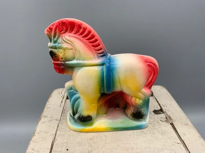$7.50 • Buy Vintage Colorful Horse Chalkware Carnival Prize Figure Statue, 3.5 X 4 Inches