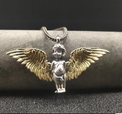 £6.99 • Buy Angel Baby Pendant Necklace & Chain HIGH QUALITY Silver Gold Wings Cupid Cherub