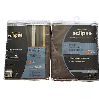 Eclipse Thermaback Blackout Curtains 2 Panels 42x63 Olive Green Grid Dobby NEW • $19.95