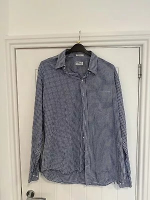 GANT Rugger The Hugger Oxford Blue Check Long Sleeve Shirt - Mens Size Medium XL • £16.95