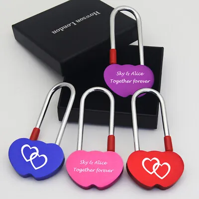 Personalised Padlock Double Heart Engraved Love Lock Valentines Anniversary Gift • £5.99