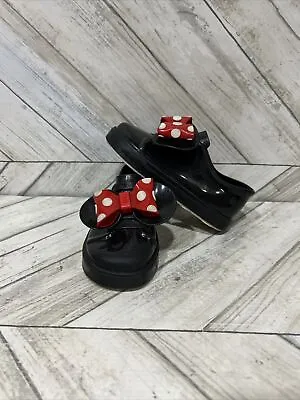 Mini Melissa Black Disney Minnie Mouse Ears & Polka Dot Bow Girls Sneakers Sz 9 • $24.77