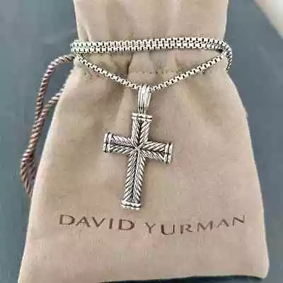 David Yurman Men's Sterling Silver Chevron Cross Pendant With 26  Box Cain • $375