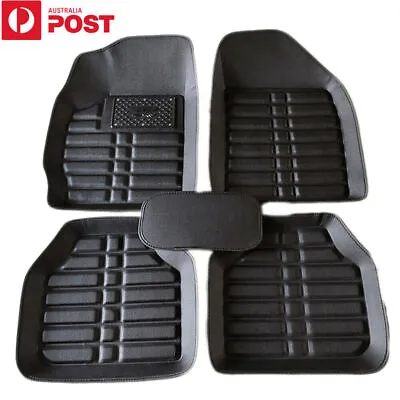 5x Black PU Leather Car Floor Mat Front & Rear Liner Foot Pad Waterproof AU Ship • $39.28