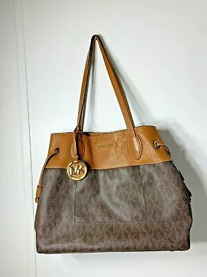 Michael Kors Fulton MK Signature Large Carryall Tote Handbag Brown EUC • $95