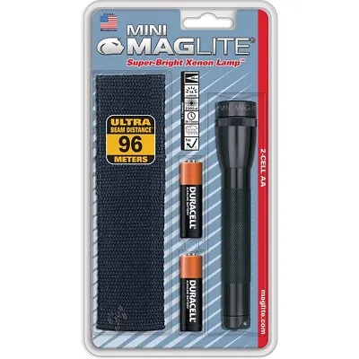 Mini Maglite M2A01H Black 2X AA HID Xenon 14 Lumen Flashlight W/ Belt Holster • $18.73