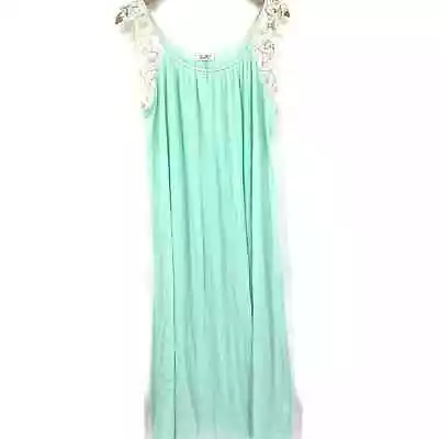 Vintage Lucie Ann Mint Green Nightgown Lace Cap Sleeves One Size **READ** • $40