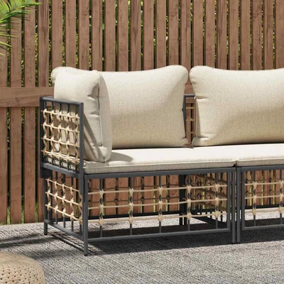 Outdoor Sofa Table Set With Cushions Poly Rattan Modular Lounge Furniture • $215.58